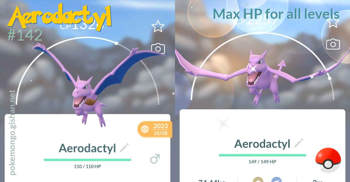 Aerodactyl max HP for all levels - Pokemon Go