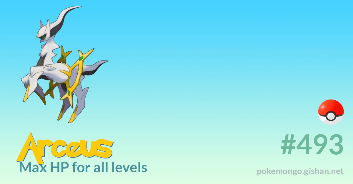 Arceus max HP for all levels - Pokemon Go