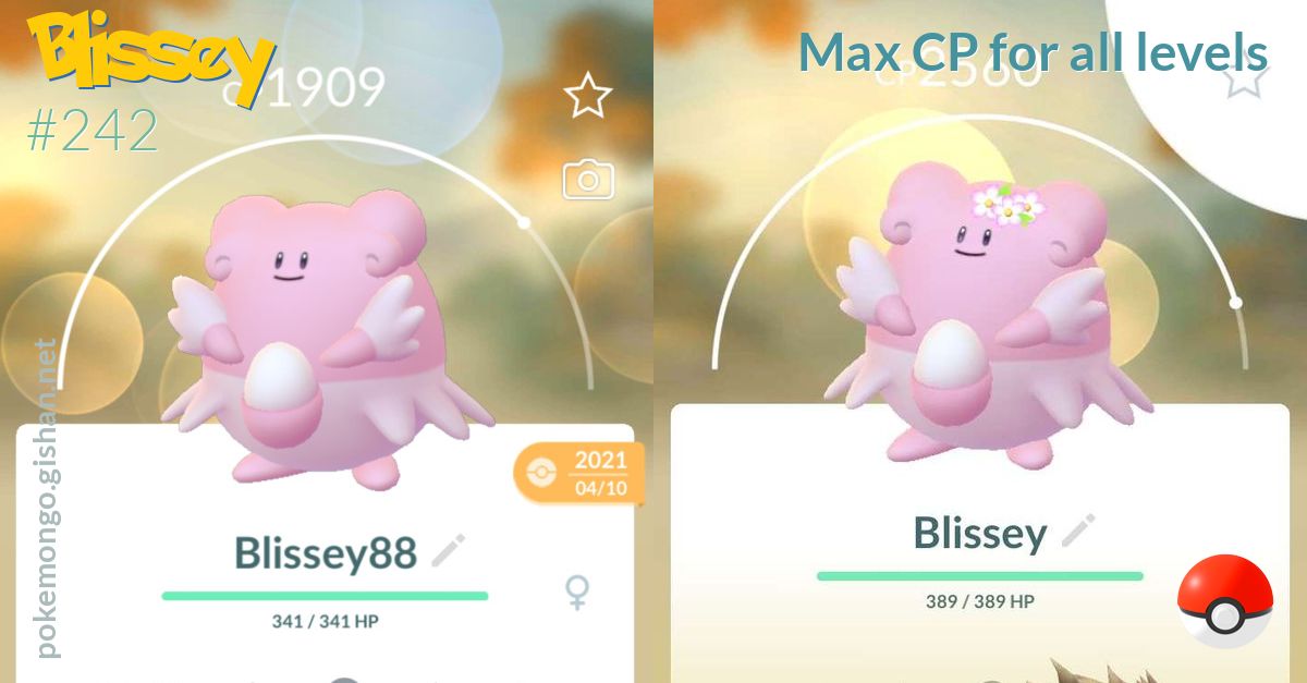 Blissey Max Cp For All Levels Pokemon Go