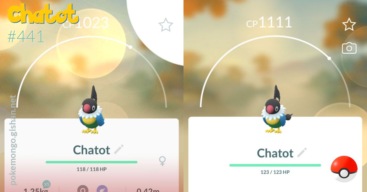 Chatot pokemon region go Region
