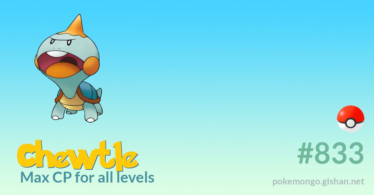 Chewtle max CP for all levels - Pokemon Go