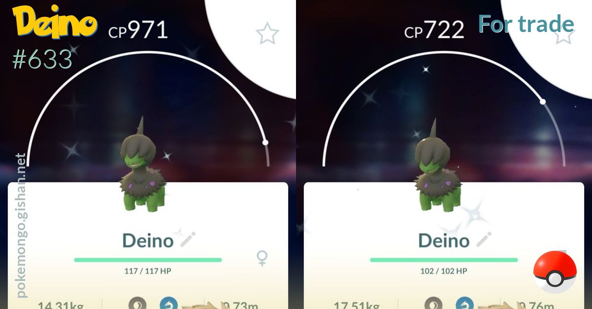 Pokémon GO Trade Deino x10 - Trade Deino x10 Community day - Chance Lucky