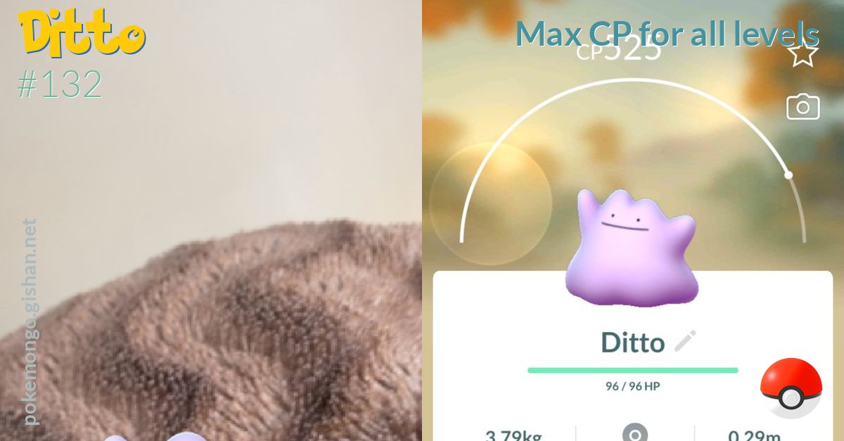 Ditto Max Cp For All Levels Pokemon Go