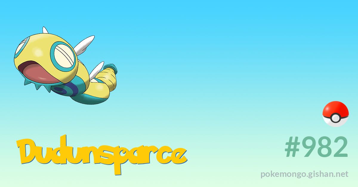 Dudunsparce (Two-Segment Form) (Pokémon GO): Stats, Moves, Counters,  Evolution