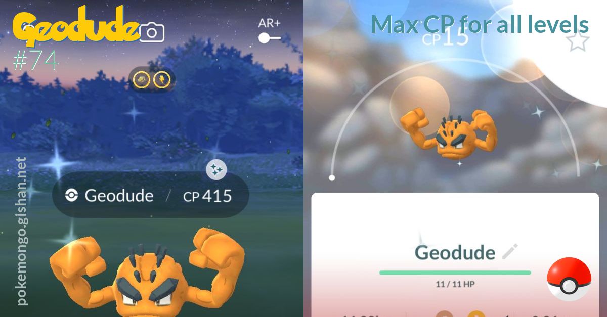 Alolan Geodude 100% perfect IV stats, shiny Alolan Geodude in Pokémon Go