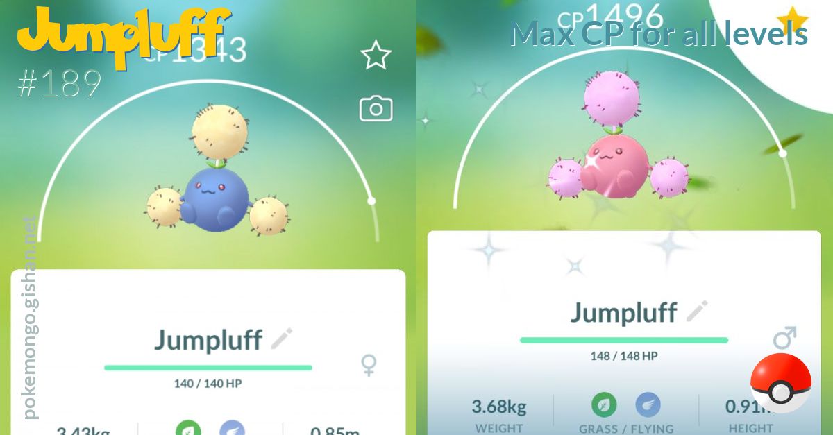 Jumpluff Max Cp For All Levels Pokemon Go