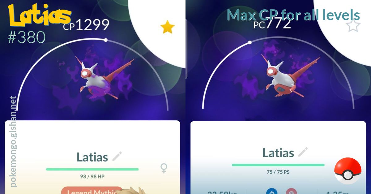 Latias Max Cp For All Levels Pokemon Go