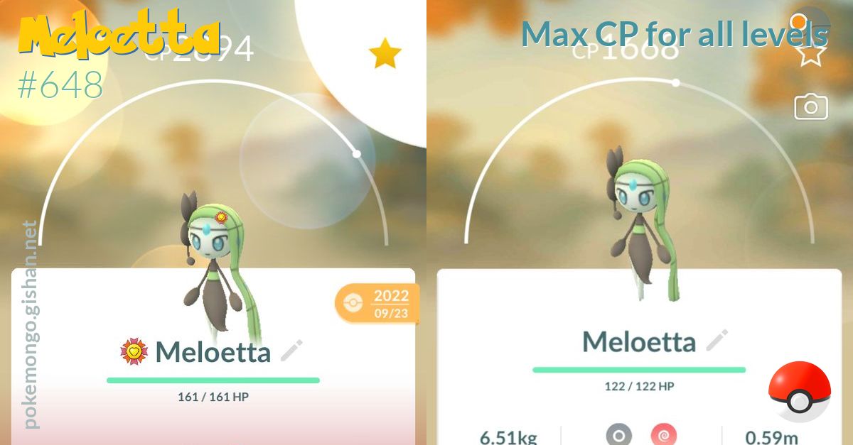 Meloetta Max Cp For All Levels Pokemon Go