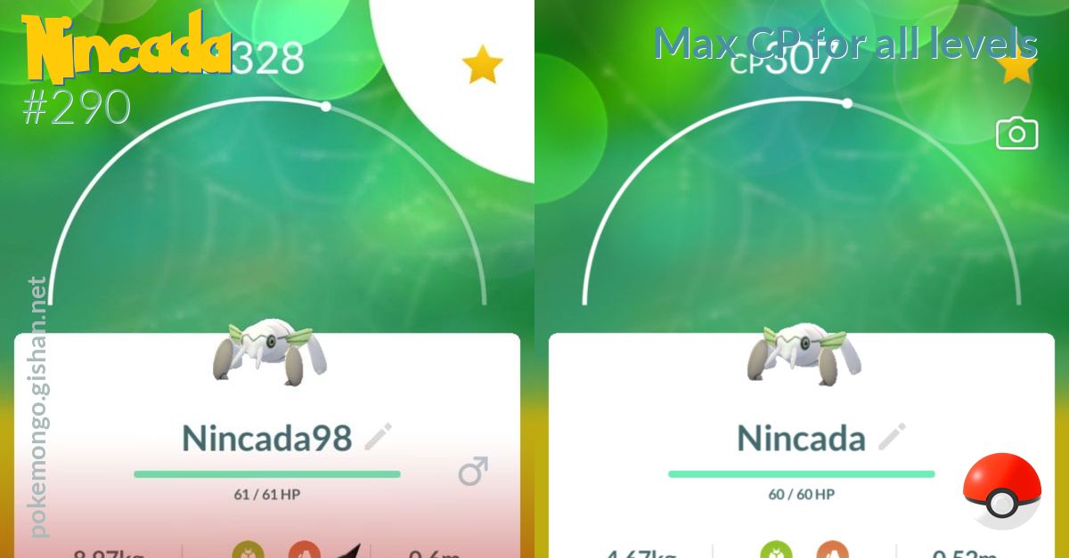 Nincada Max Cp For All Levels Pokemon Go