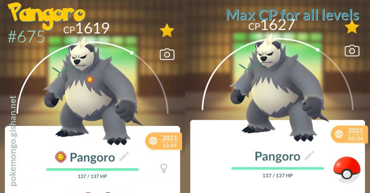 Pangoro Max Cp For All Levels Pokemon Go