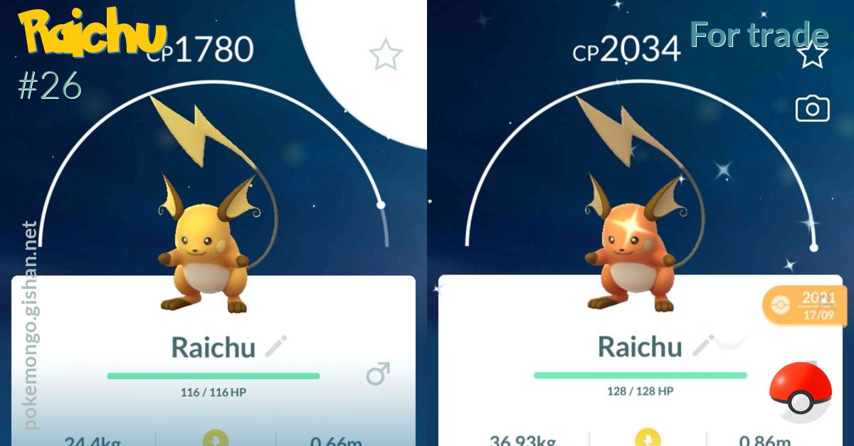 Alolan Raichu Pokemon Trade Go