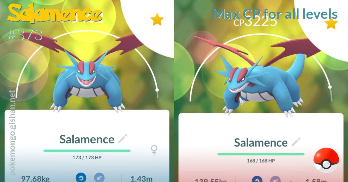 Salamence Max Cp For All Levels Pokemon Go