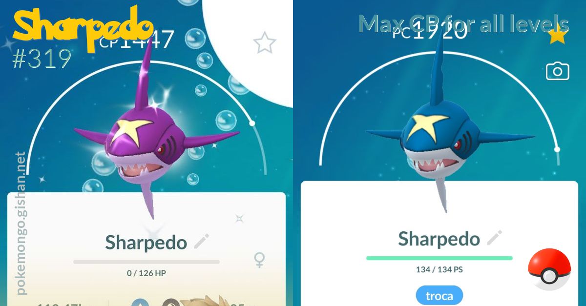 Sharpedo Max Cp For All Levels Pokemon Go