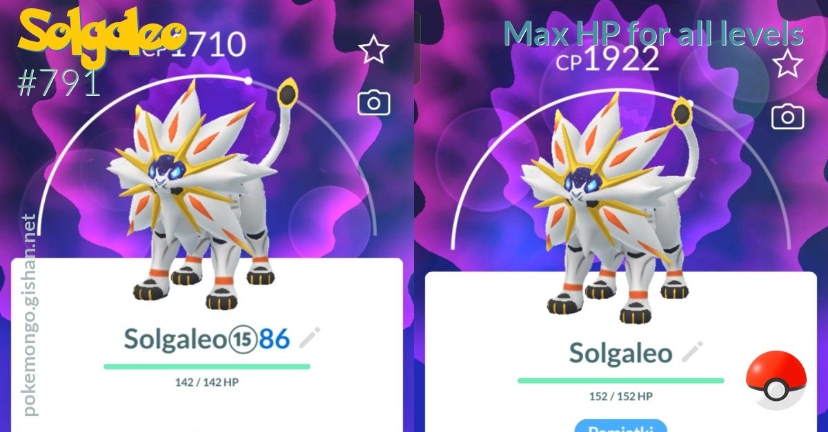 Solgaleo max HP for all levels Pokemon Go