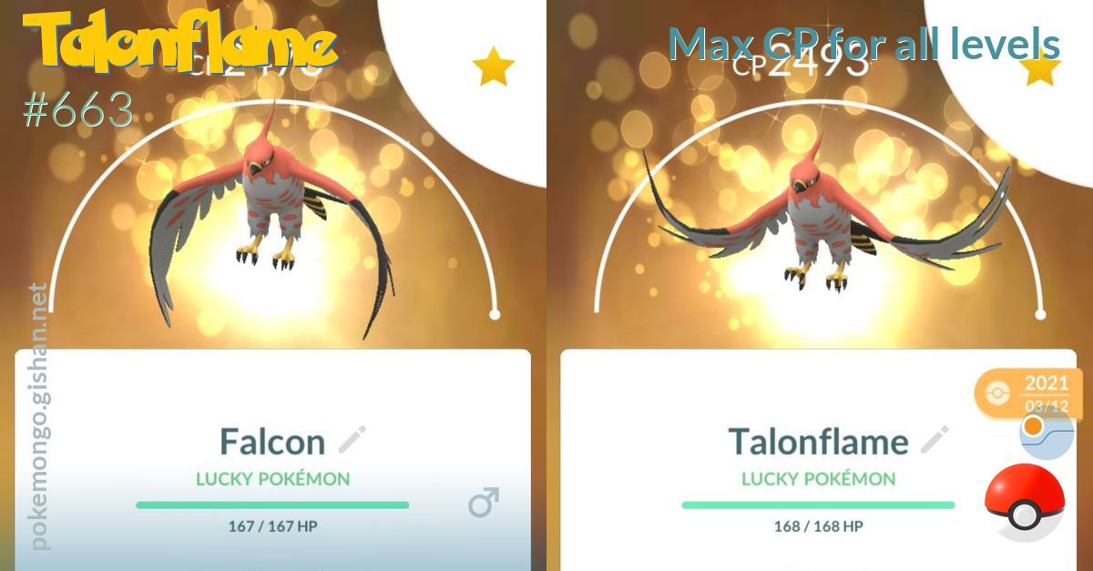 Talonflame Max Cp For All Levels Pokemon Go