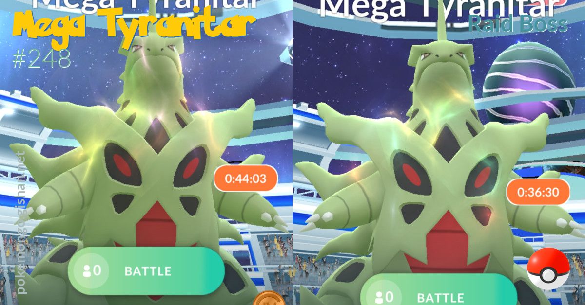 Pokémon Go: Guia Mega Tyranitar Mega Raid – Mundo Apple SJC –Assistência  Premium Apple–