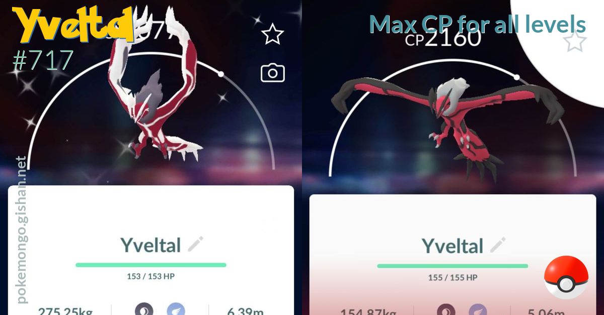 Yveltal Max Cp For All Levels Pokemon Go