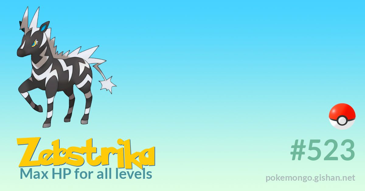 Zebstrika max HP for all levels - Pokemon Go